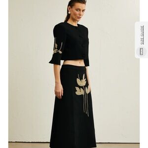 Elegant Black Embroidered Skirt & Top